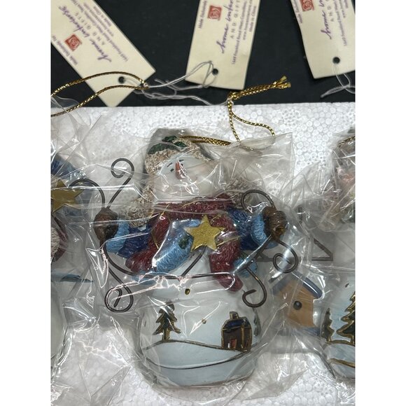 Set Of 3 Home Interiors Snowman Christmas Ornaments Holiday Decor - Picture 4 of 9